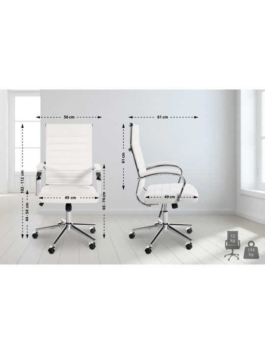 Kancelárska stolička Mollis pravá koža, biela