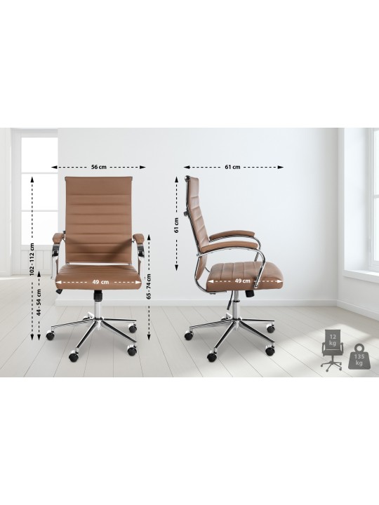 Kancelárska stolička Mollis pravá koža, svetlohnedá