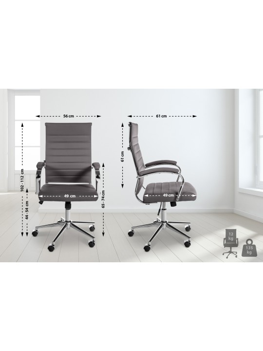 Kancelárska stolička Mollis pravá koža, sivá