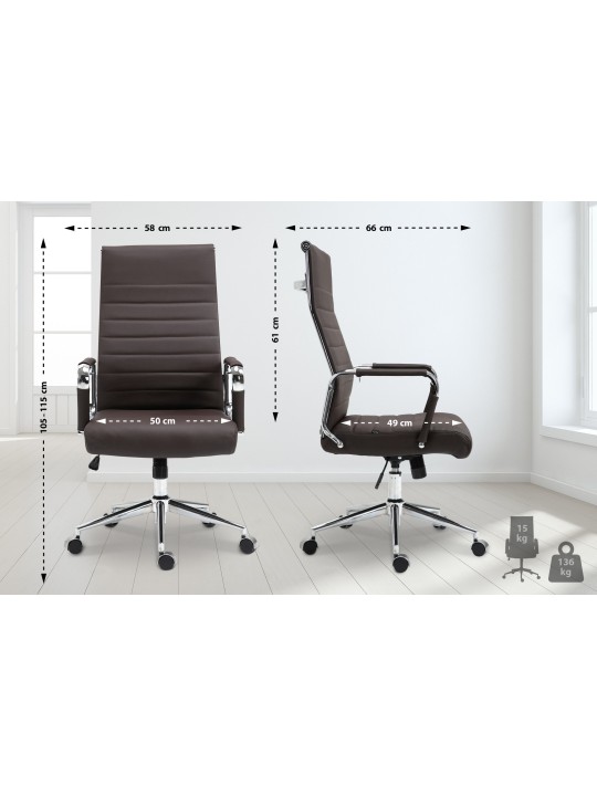 Kancelárske kreslo Columbus pravá koža, hnedá