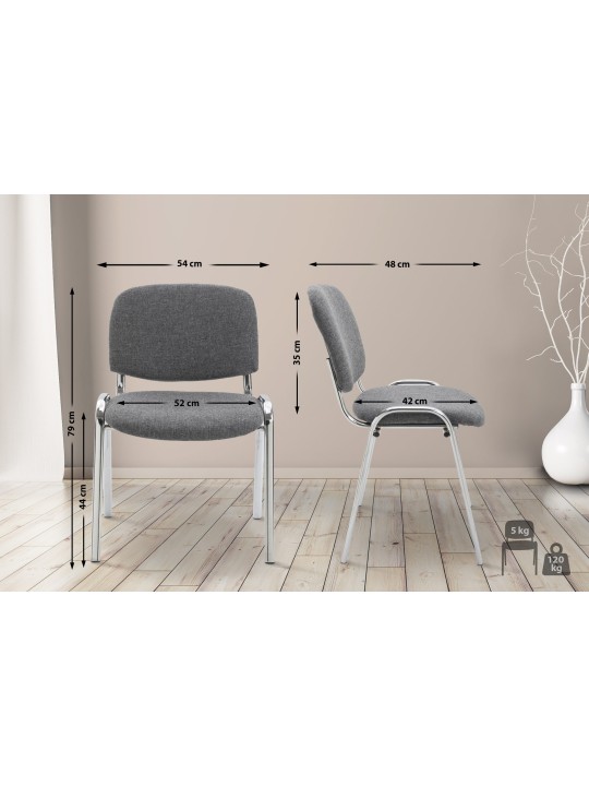 Stolička pre návštevy Ken C látka, sivá