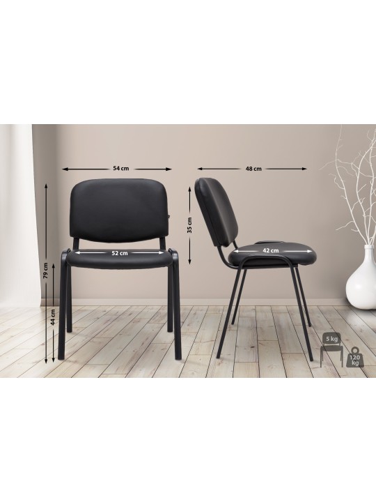 Kreslo pre návštevníkov Ken imitácia kože, čierna