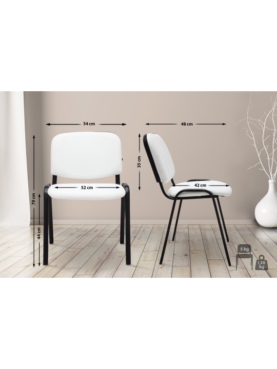 Kreslo pre návštevníkov Ken imitácia kože, biela