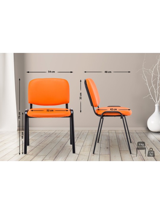 Kreslo pre návštevníkov Ken imitácia kože, oranžová