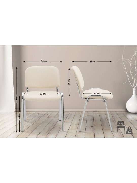 Kreslo pre návštevy Ken C z umelej kože, krémová