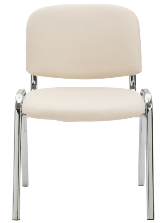 Kreslo pre návštevy Ken C z umelej kože, krémová