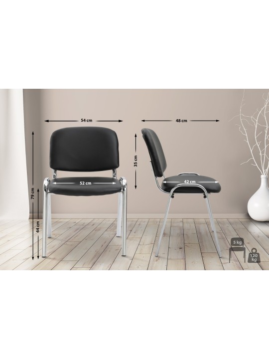 Kreslo pre návštevy Ken C z umelej kože, čierna