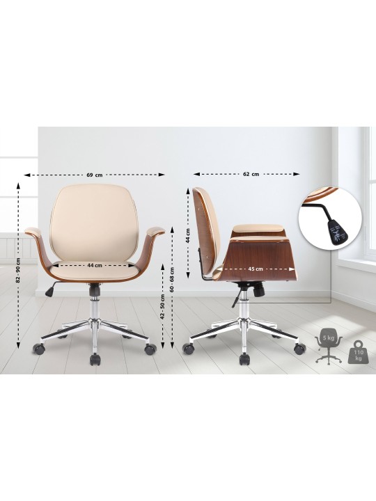 Kancelárske kreslo Kemberg umelá koža, orech/krémová
