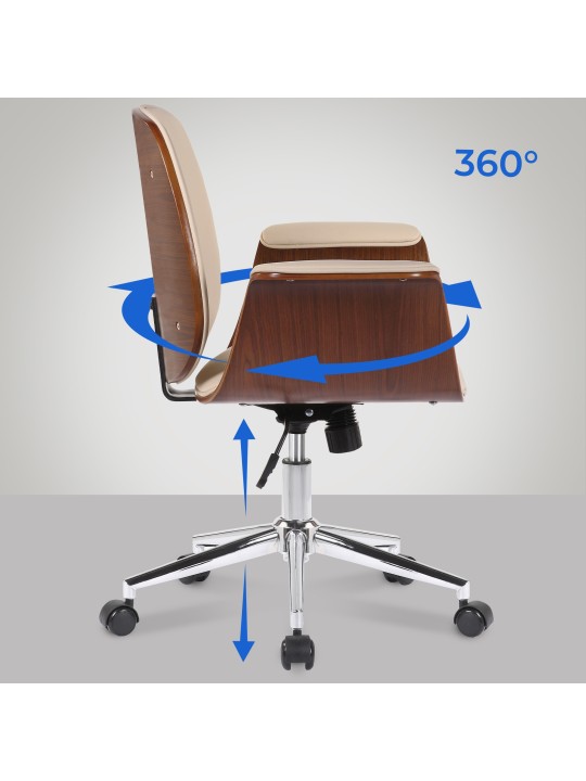 Kancelárske kreslo Kemberg umelá koža, orech/krémová
