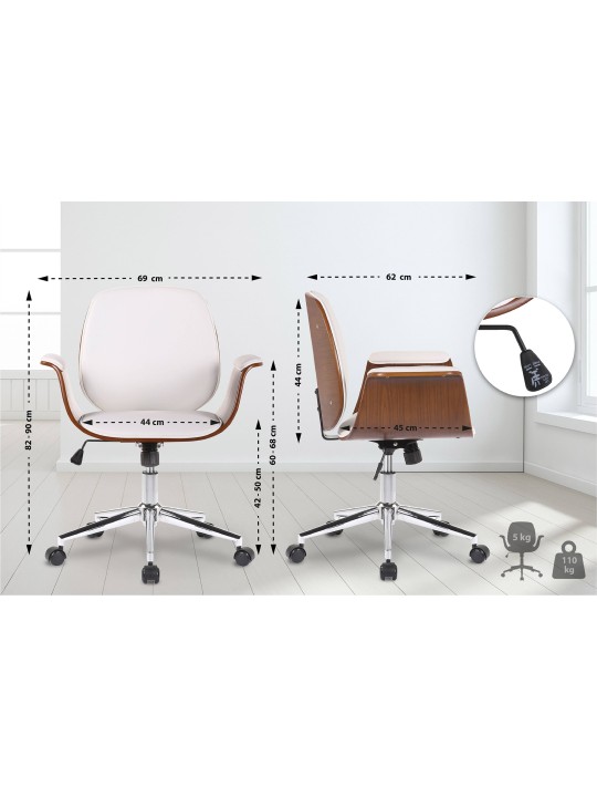 Kancelárske kreslo Kemberg umelá koža, orech/biela