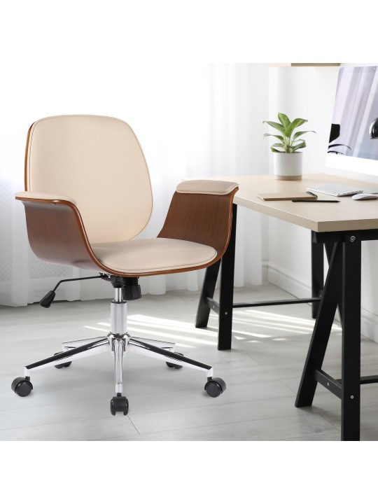 Kancelárske kreslo Kemberg umelá koža, orech/krémová