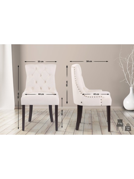 Sada 4 jedálenských stoličiek Aberdeen velvet antique, krémová