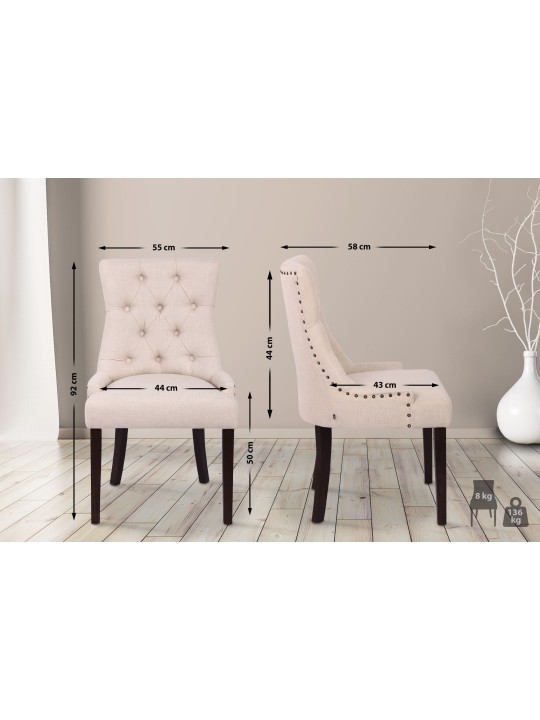 Jedálenská stolička Aberdeen látka starožitná, krémová