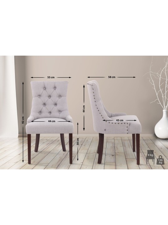 Jedálenská stolička Aberdeen látka starožitná, sivá