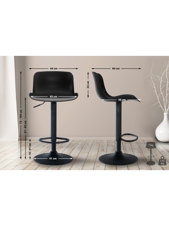 Barová stolička Almada, čierna