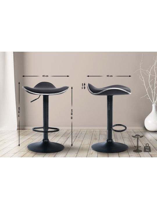 Barová stolička Shanghai z umelej kože, čierna