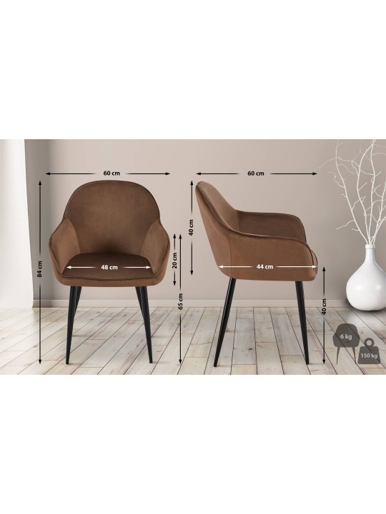 Jedálenská stolička Boise Velvet, hnedá