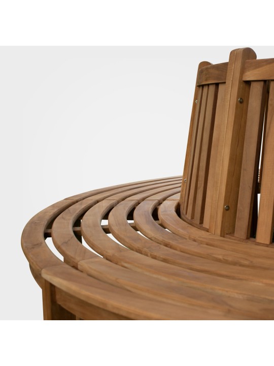 Lavička na strom Nila 206cm okrúhla s opierkou, hnedá