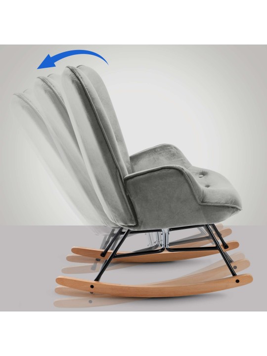 Hojdacie kreslo Sanka velvet, sivá