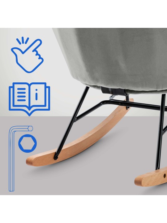 Hojdacie kreslo Sanka velvet, sivá