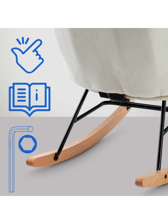 Hojdacie kreslo Sanka velvet, krémová