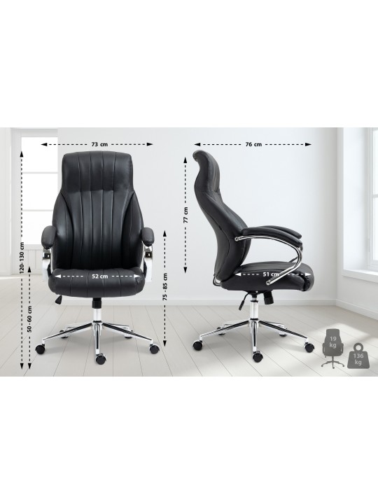 Kancelárske kreslo z pravej kože Wigan, čierna