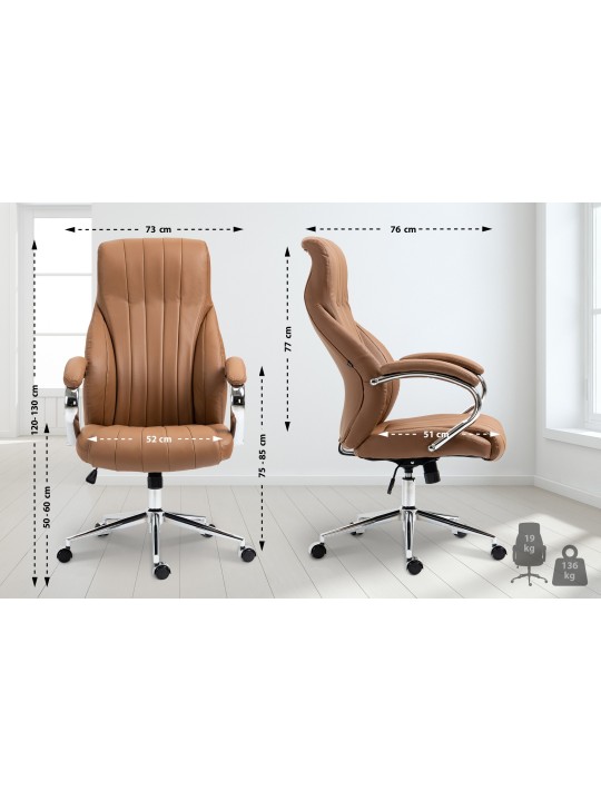 Kancelárske kreslo Wigan pravá koža, svetlohnedá