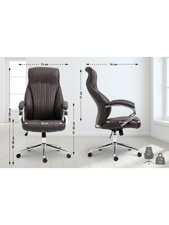Kancelárske kreslo Wigan pravá koža, hnedá