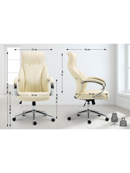Kancelárske kreslo Wigan pravá koža, krémová
