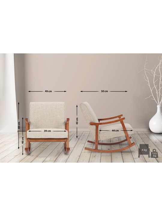 Hojdacie kreslo Morelia látka orech, krémová