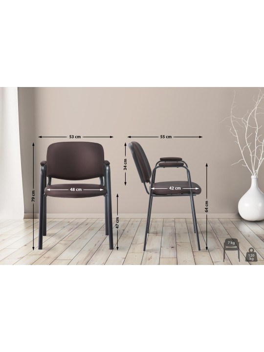 Kreslo pre návštevníkov Ken PRO umelá koža, hnedá