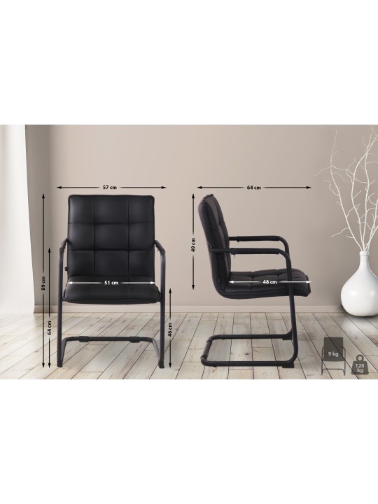 Kreslo pre návštevy Gandia umelá koža, čierna