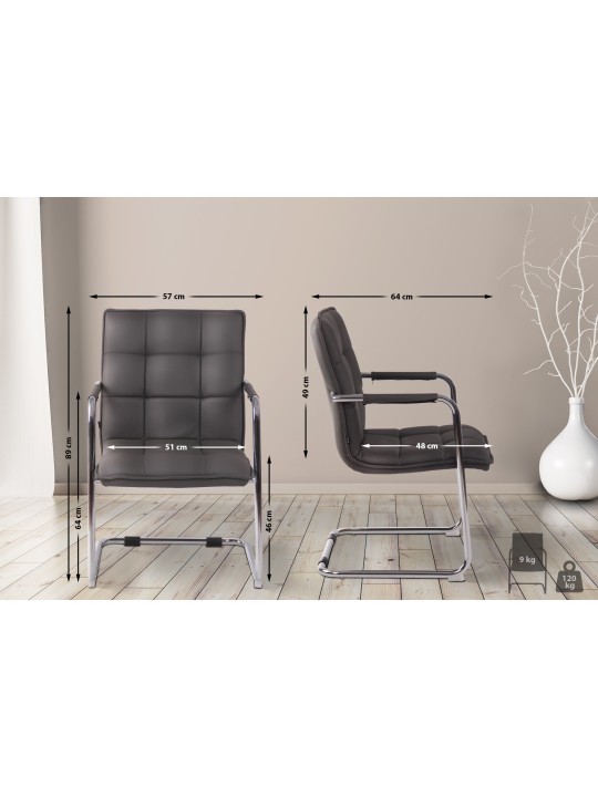 Kreslo pre návštevy Gandia z umelej kože chróm, sivá
