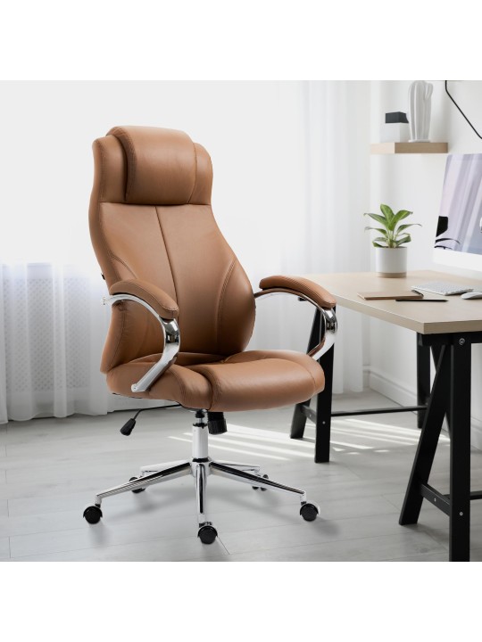 Kancelárske kreslo Salford pravá koža, svetlohnedá