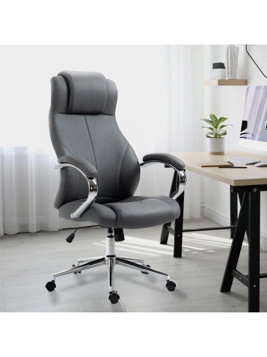 Kancelárske kreslo Salford pravá koža, sivá