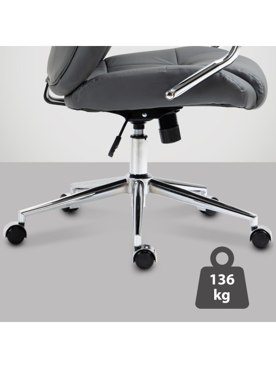 Kancelárske kreslo Salford pravá koža, sivá