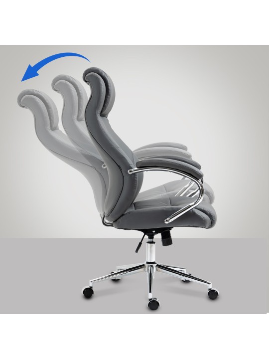 Kancelárske kreslo Salford pravá koža, sivá