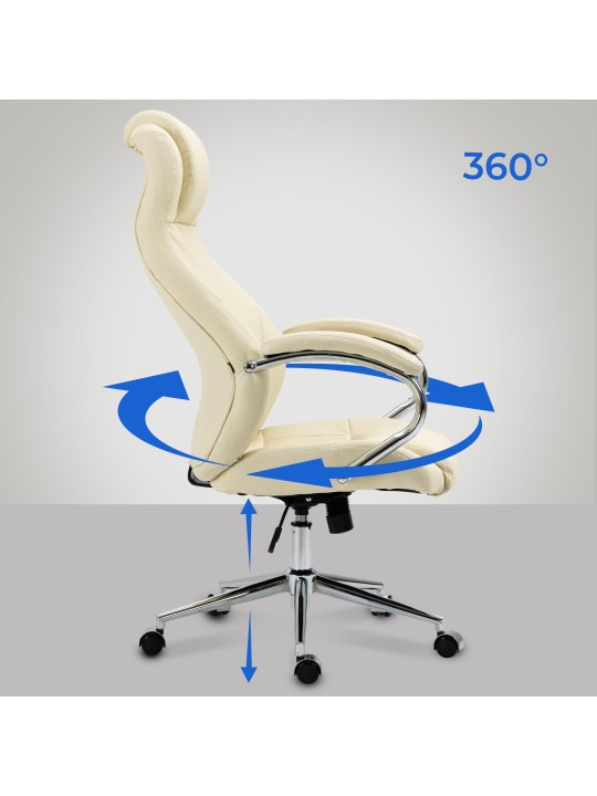 Kancelárske kreslo Salford pravá koža, krémová