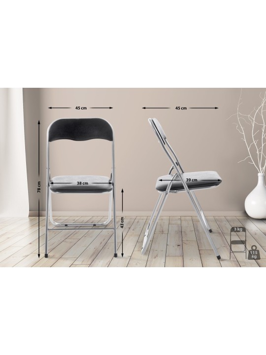 Skladacia stolička Felix, čierna/strieborná