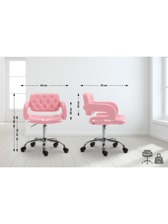Pracovná stolička Dublin z umelej kože, ružová