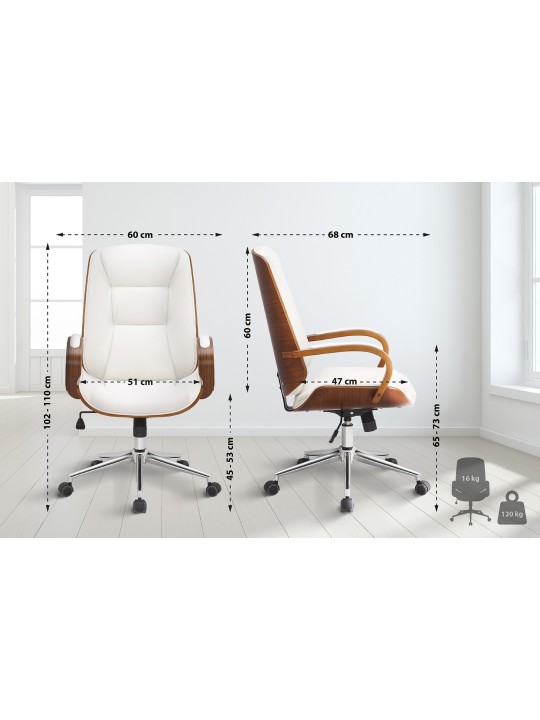 Kancelárske kreslo Yankton, orech/biela