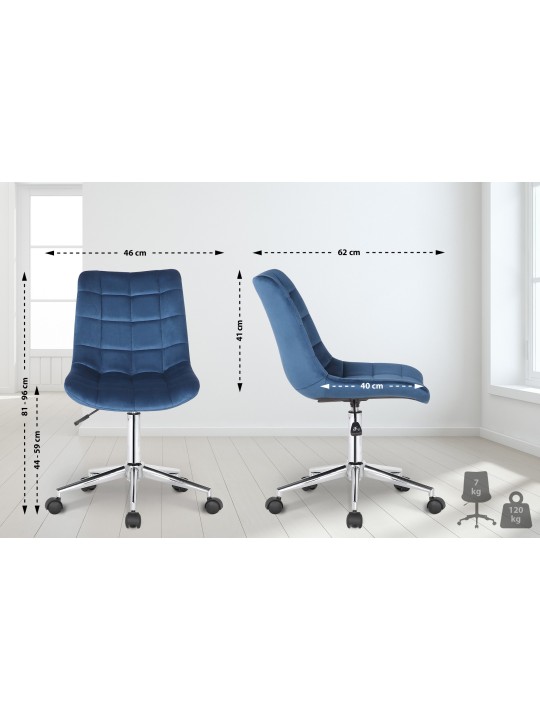 Kancelárske kreslo Medford velvet, modrá
