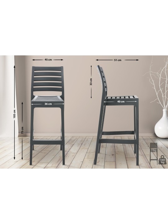 Barová stolička Ares, tmavosivá