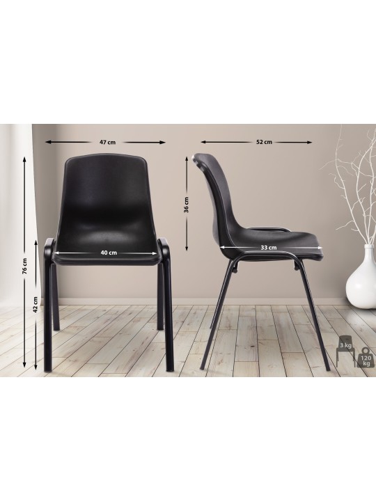 Stohovacia stolička Nowra plast, čierna