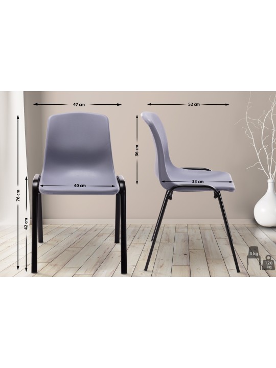 Stohovacia stolička Nowra plast, sivá