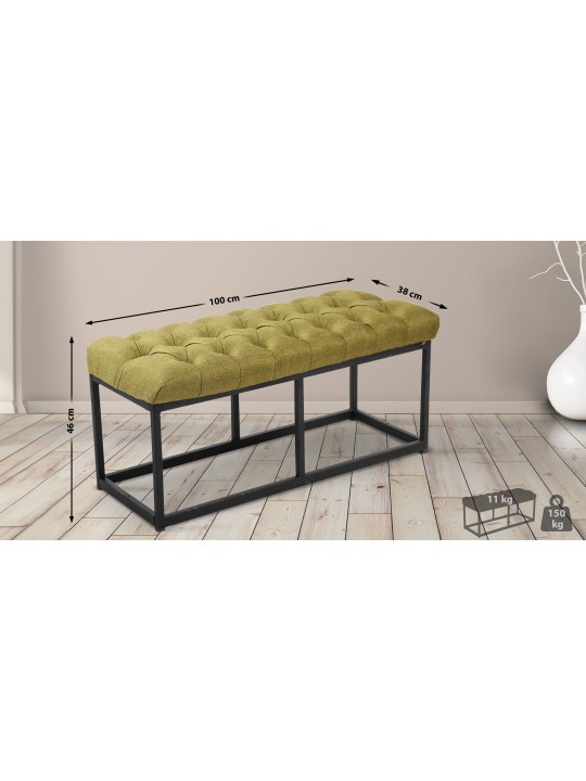 Lavička Amun látka 100 cm, zelená