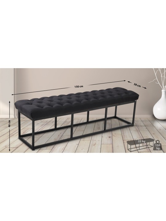 Lavička Amun látka 150 cm, čierna