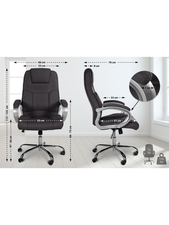 Kancelárske kreslo BIG Apollo látka, tmavosivá