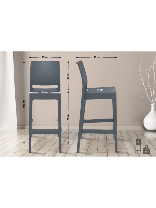 Barová stolička Maya, tmavosivá