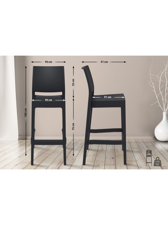 Barová stolička Maya, čierna